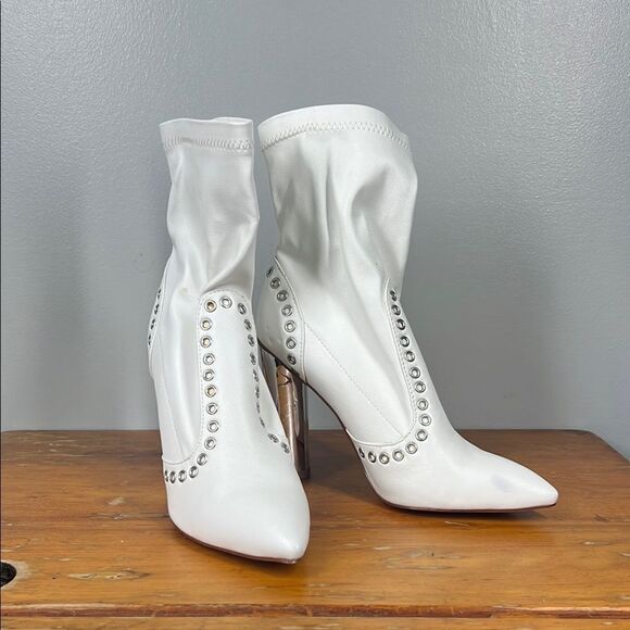 Wild Diva Elegant White Studded Women's Boots - Picture 1 of 9
